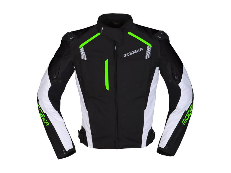 Modeka Lineos Motorradjacke Herren (schwarz/weiß/grün)