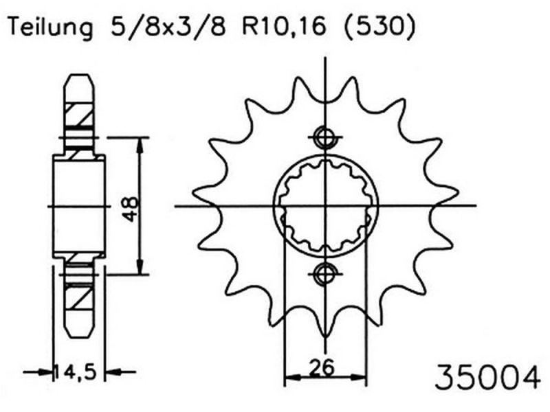 Esjot Motorrad Ritzel 16 Zähne (530) (5/8x3/8) (35004-16)