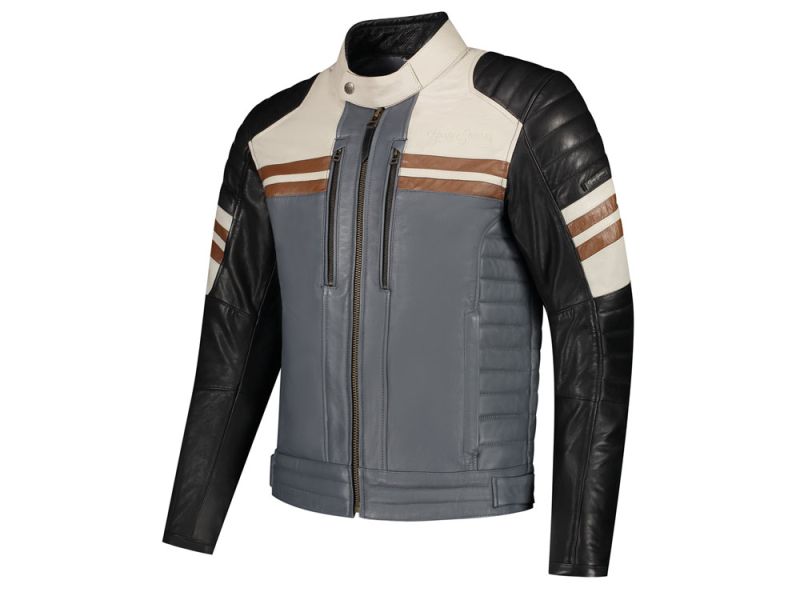 Rusty Stitches Steve Motorradjacke Herren (schwarz / beige / grau)