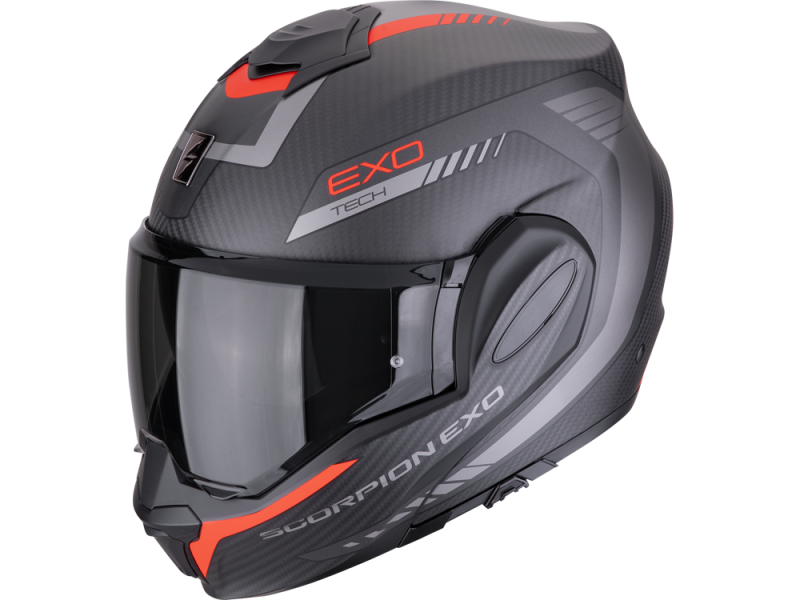 Scorpion EXO-TECH EVO CARBON Cosy Motorradhelm (Schwarzmatt/Rot) 