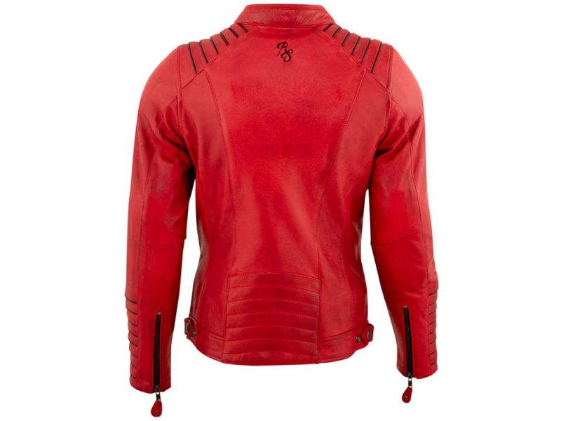 Kaufen Sie Rusty Stitches Amanda Lederjacke Damen (rot/schwarz) von JOPA Products in Rot/Schwarz Kategorie Jacken bei UOS Demo Shop