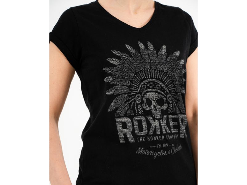 Kaufen Sie T-Shirt ROKKER Lady Indian Bonnet von Rokker LTD in Schwarz Kategorie T-Shirt bei UOS Demo Shop