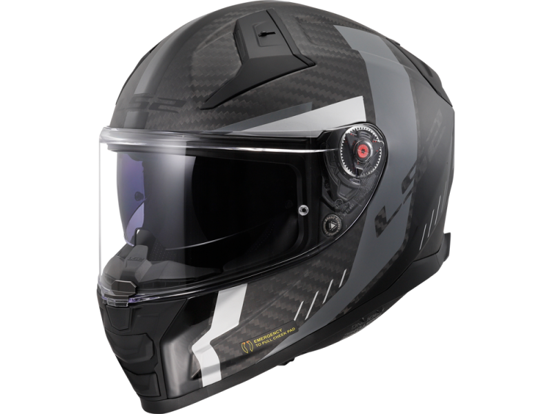 LS2 FF811 Vector II Carbon Grid Motorradhelm (Schwarzmatt/Carbon/Grau)