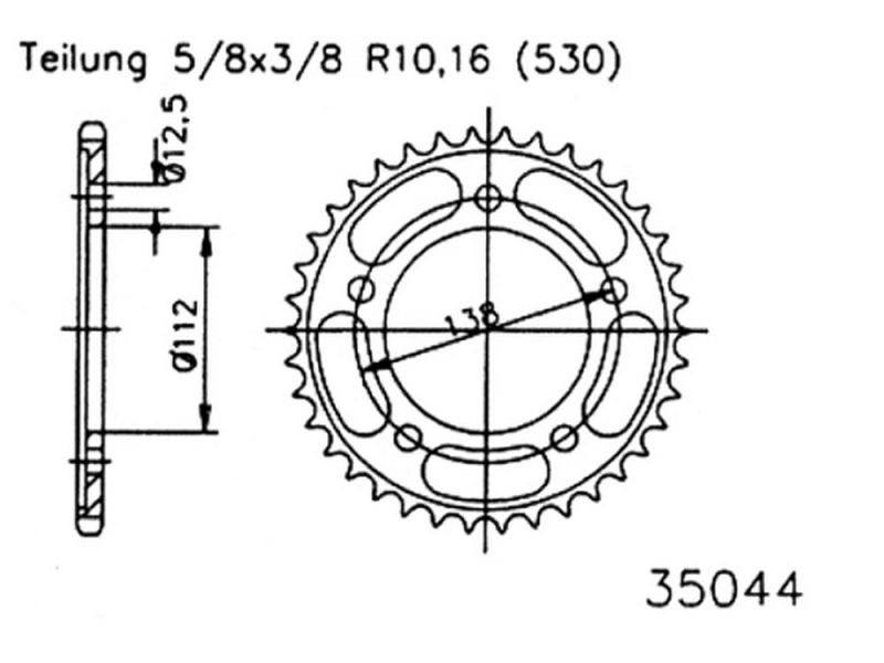 Esjot Motorrad Kettenrad 42 Zähne Stahl (530) (5/8x3/8) (92-35044-42)
