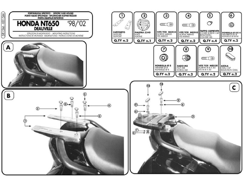 GIVI Monolock SR Gepäckbrücke Honda NT 650 Deauville (1998-2005)