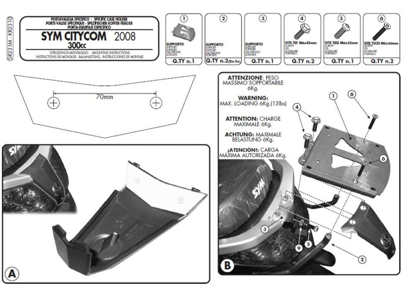 GIVI Monolock SR Gepäckbrücke SYM CityCom 125/300 (2008-)