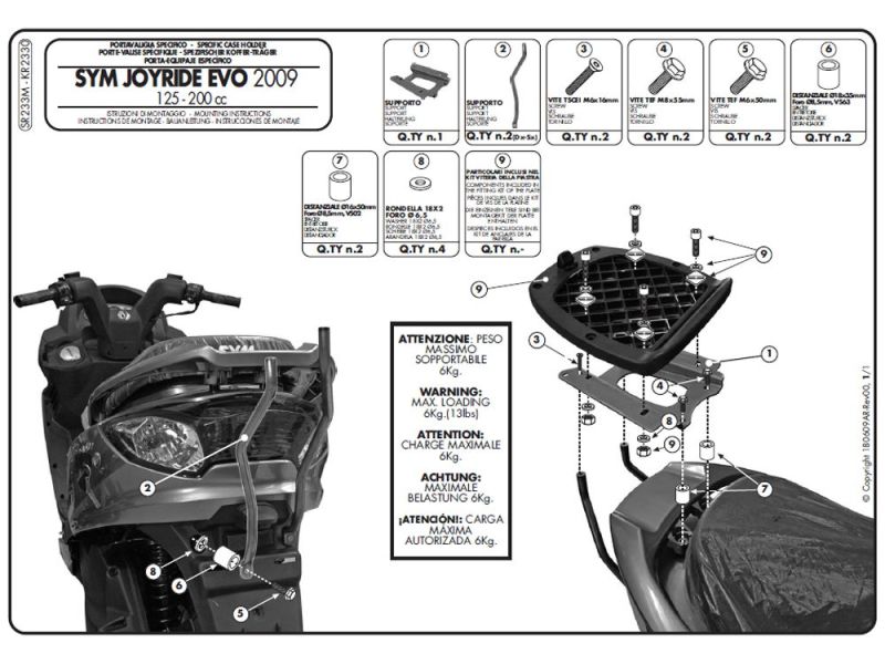 GIVI Monolock SR Gepäckbrücke SYM Joyride EVO 125/200 (2009-)