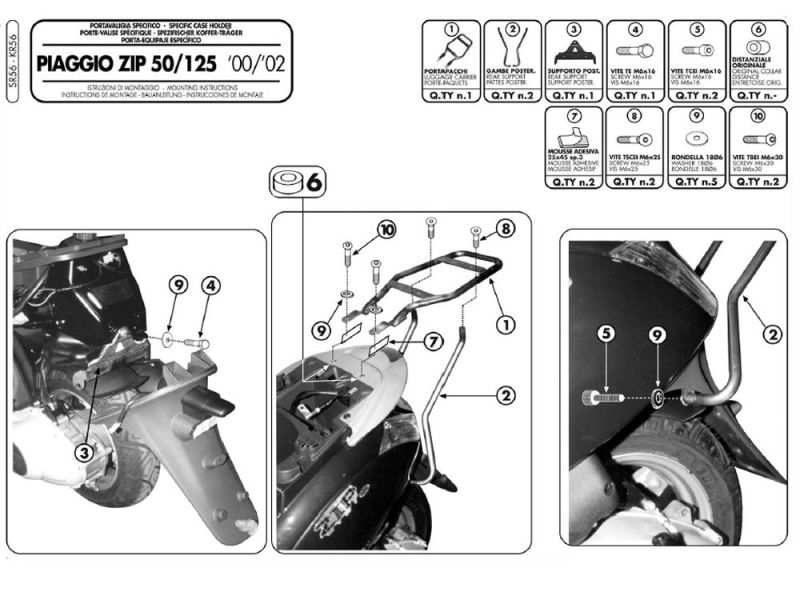 GIVI Monolock SR Gepäckbrücke Piaggio Zip 50/125 (2000-2010)
