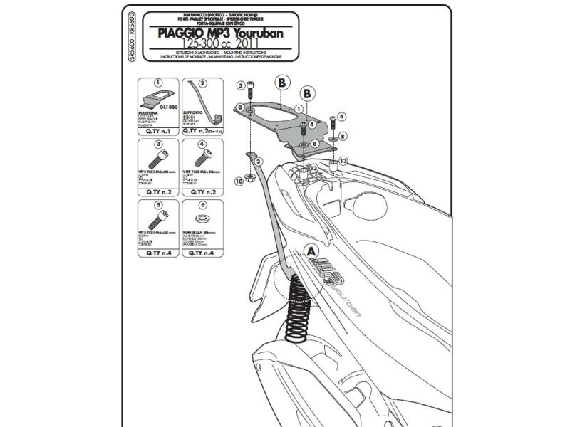 GIVI Monokey SR Gepäckbrücke Piaggio MP3 125/300 Yourban (2011-)