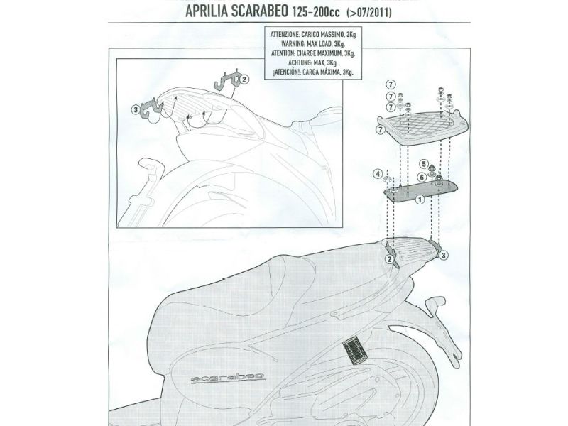 GIVI Monolock SR Gepäckbrücke Aprilia Scarabero 125/200 (07.2011-)