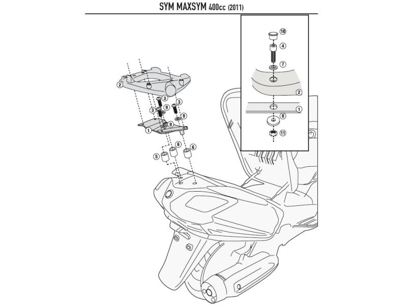 GIVI Monolock SR Gepäckbrücke SYM MaxSym 400/600 (2011-)